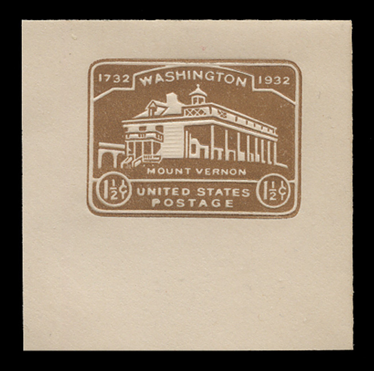 U.S. Scott # U 524, 1932 1½c Washington Bicentennial - Mint Full Corner