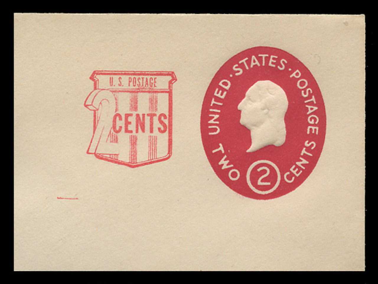 U.S. Scott # U 538b, 1958 2c (U533) + 2c Washington, Die 3 - Mint Full Corner