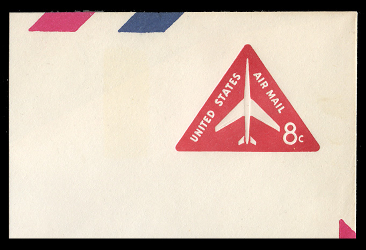 U.S. Scott # UC 37a 1967 8c Jet Airliner, Red, Border 6 - Tagged - Mint Full Corner (See Warranty)