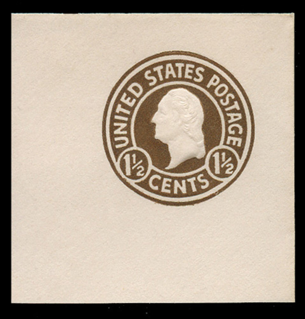 U.S. Scott # U 481, 1925 1½c Washington, brown on white, Die 1 - Mint Full Corner
