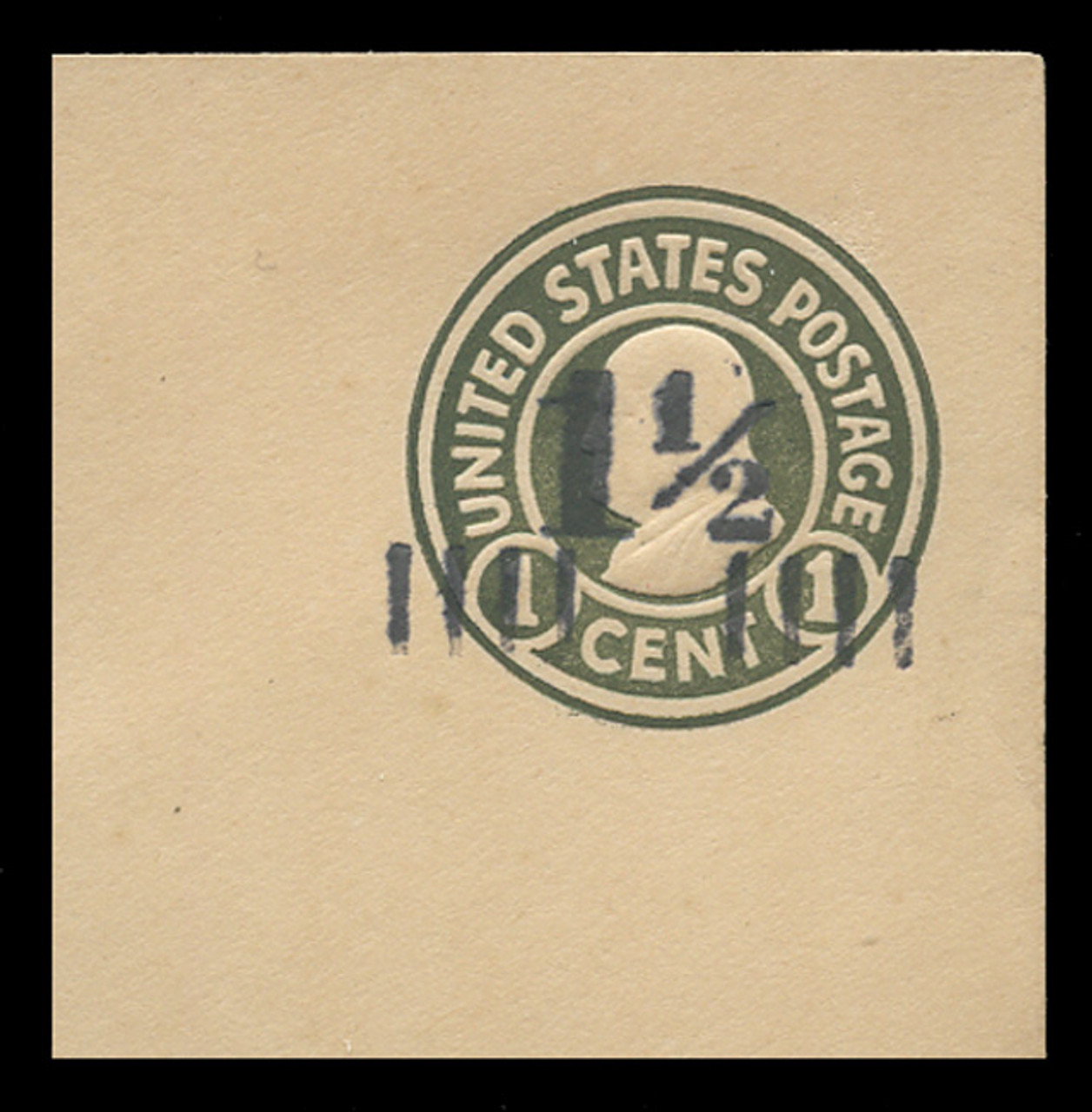 U.S. Scott # U 495, 1925 1½c on 1c (U420) Franklin, green on white, Die 1 - Mint Full Corner