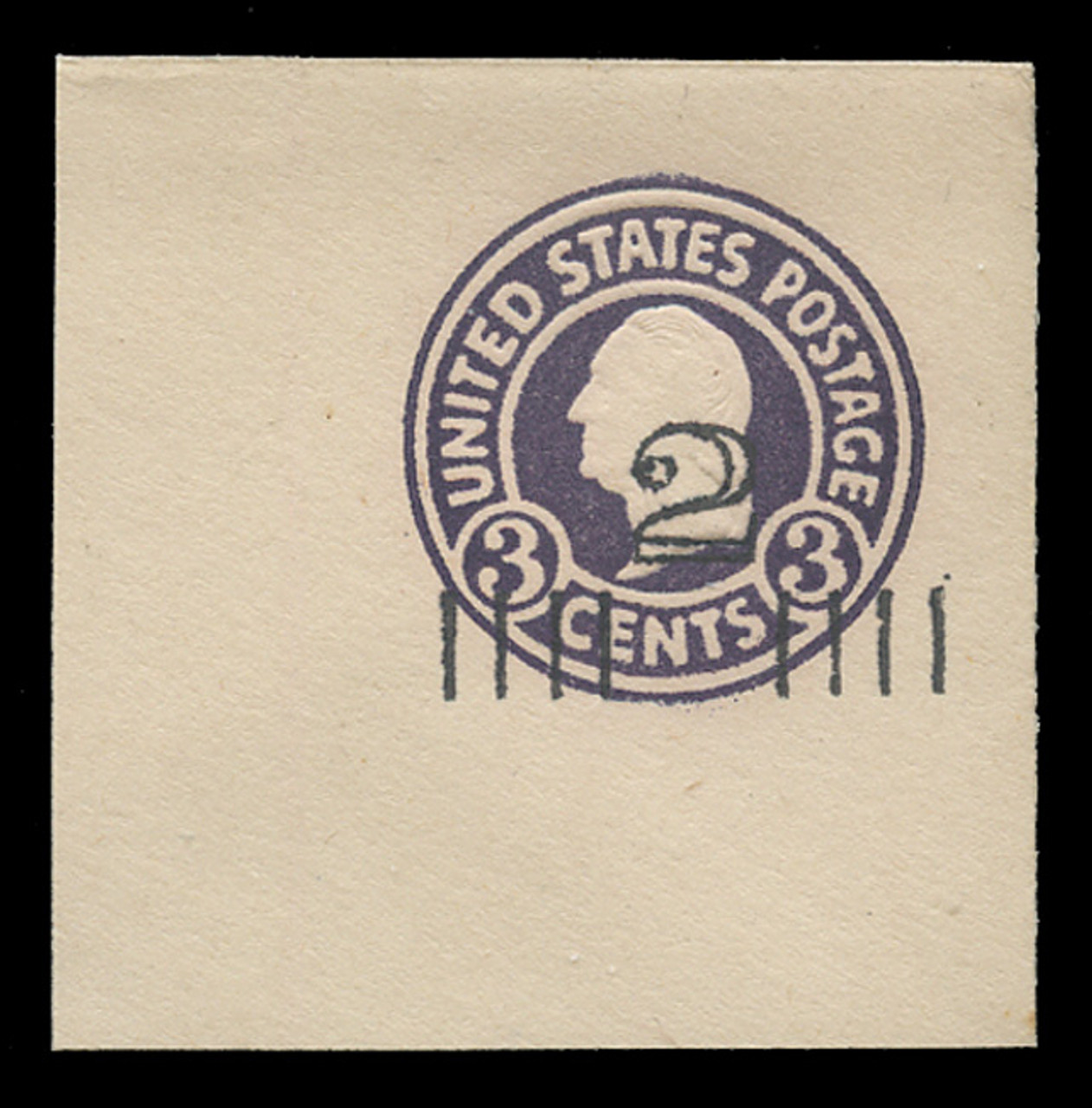 U.S. Scott # U 458, 1920-1 2c on 3c (U436a) Washington, dark violet on white, Die 1 - Mint Full Corner
