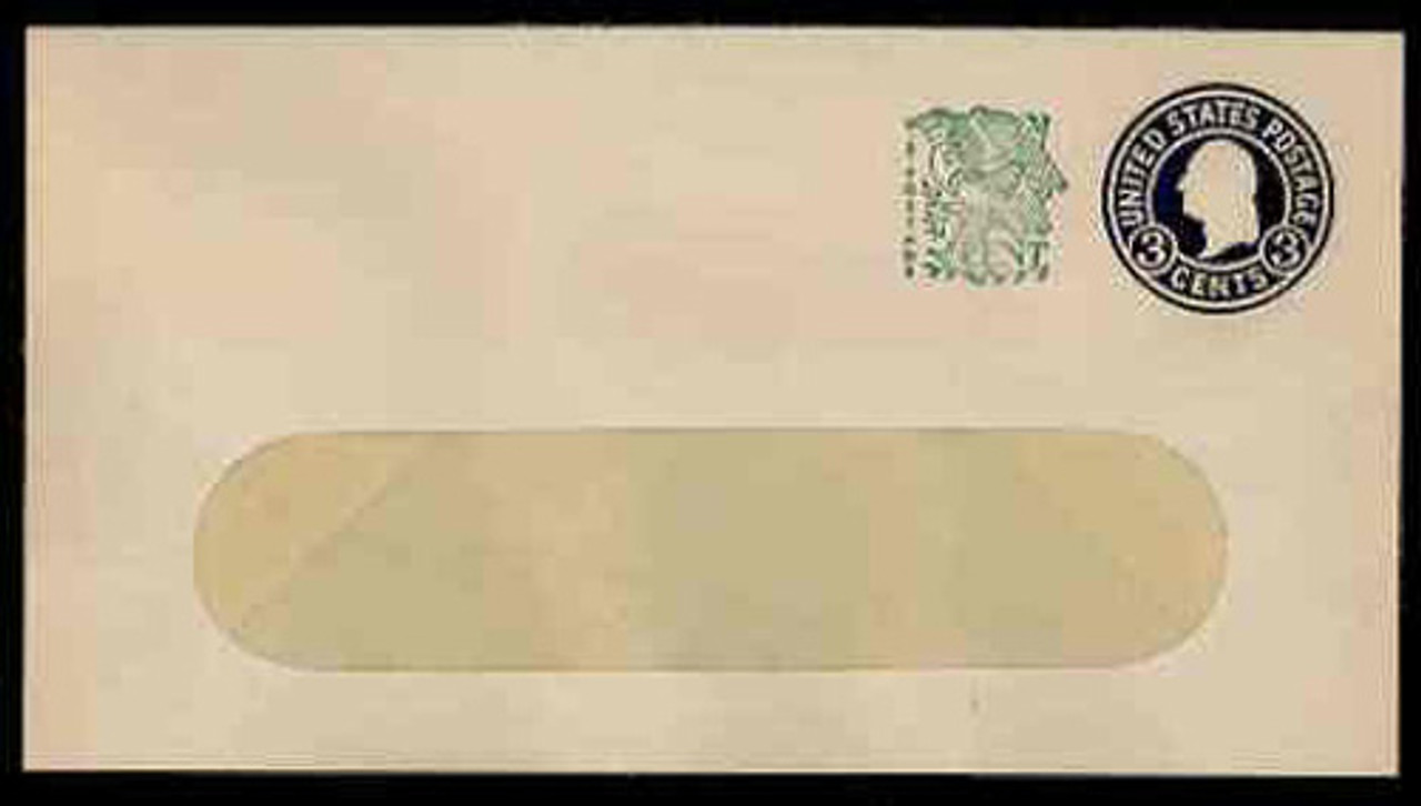 U.S. Scott # U 539b, 1958 3c (U436f) + 1c Washington, Die 9 - Mint Envelope, UPSS Size 10-WINDOW