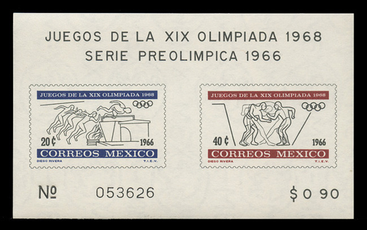 MEXICO Scott #  975a, 1966 1968 Olympics, Souvenir Sheet of 2, Imperforate