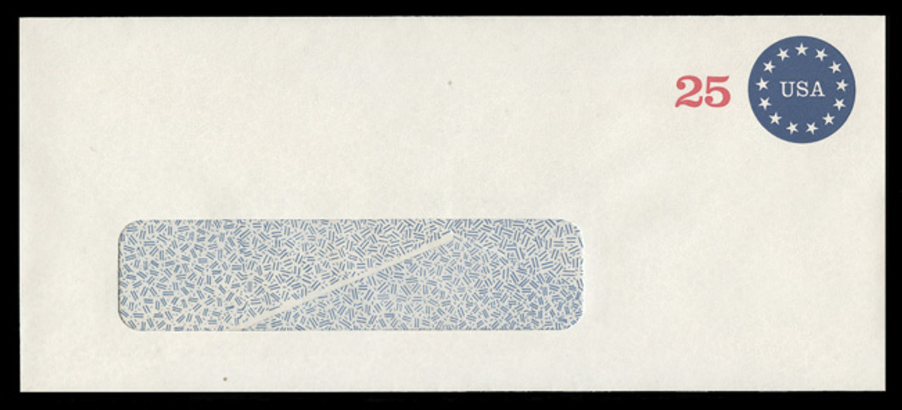 U.S. Scott # U 615 1989 25c Stars & U.S.A. - Round Design - Mint Envelope, UPSS Size 21-LEFT WINDOW