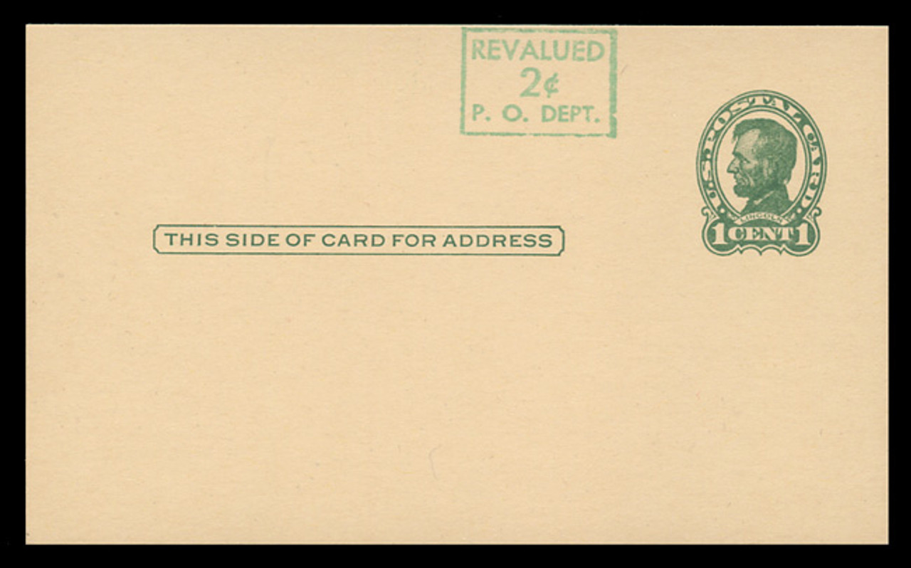 U.S. Scott # UX  40/UPSS #S58-1H2-S, 1952 2c on 1c Abraham Lincoln (UX28), green on buff, Head 2, Surcharge Shifted Up - Mint Postal Card (See Warranty)