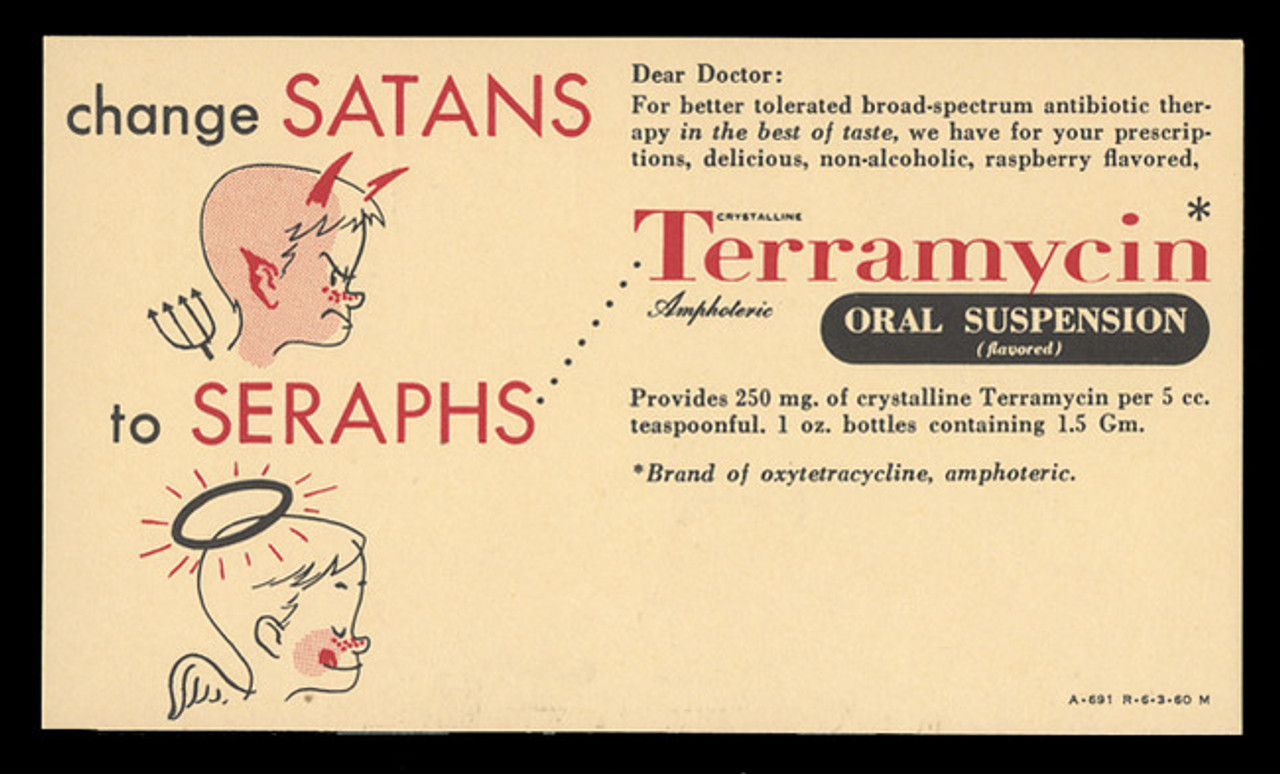 Pfizer, Terramycin Crystalline Antibiotic (On Scott #UX41) - Est. period of use, early 1950s.