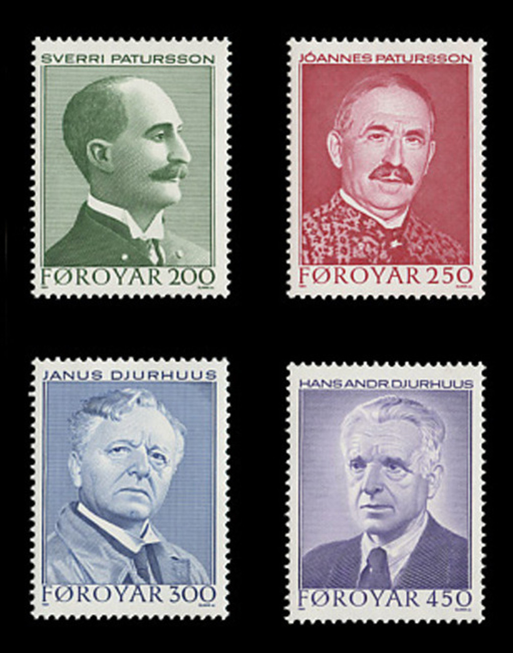 FAROE ISLANDS Scott # 108-11, 1984 Poets & Writers (Set of 4)