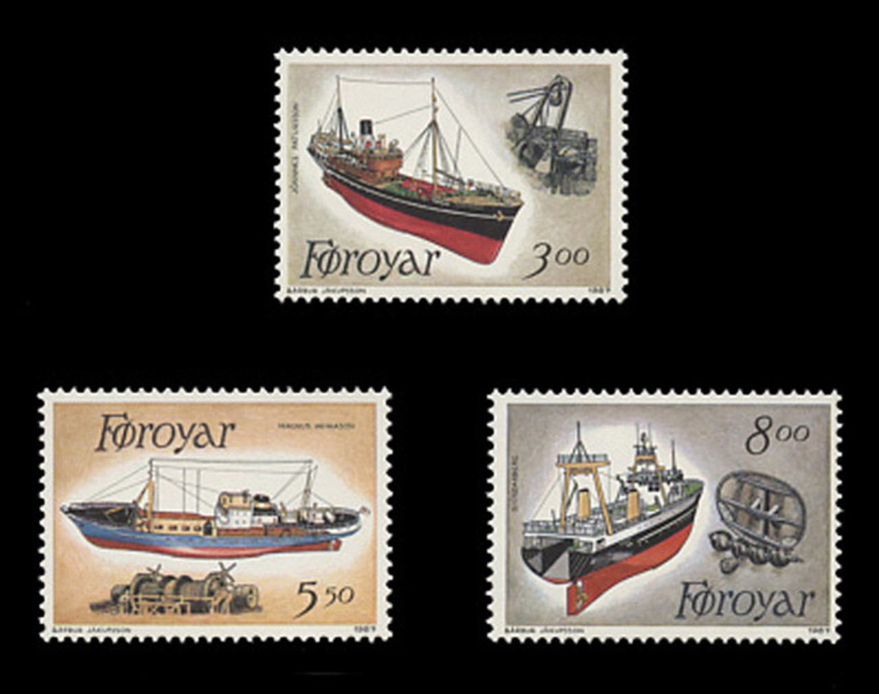 FAROE ISLANDS Scott # 158-60, 1987 Fishing Trawlers (Set of 3)