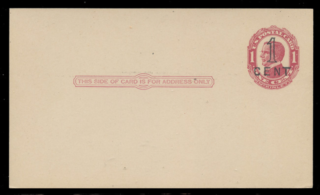 USA Scott # UX  24, 1911 1c McKinley with Favor Surcharge (like UX32 and UX33) - Mint Postal Card (See Warranty)