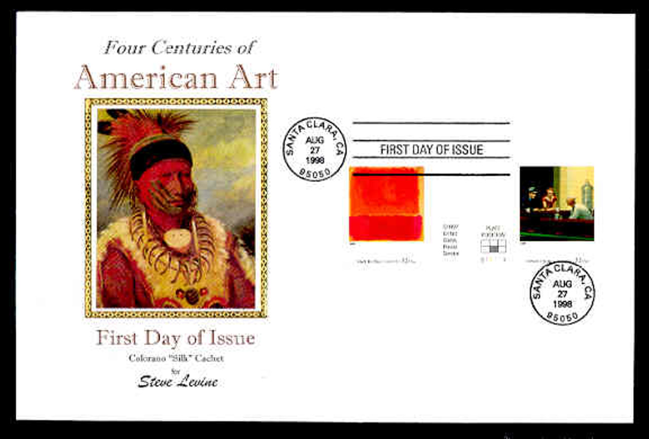 U.S. Scott #3236 American Art, Press Sheet First Day Covers.  Steve Levine/Colorano cachet, SET of 4 PAIRS with Vertical Gutters