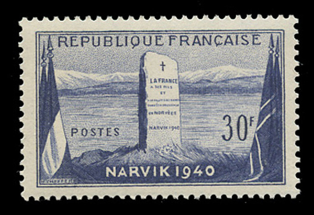FRANCE Scott #  677, 1952 Battle of Narvik, Norway, 1940