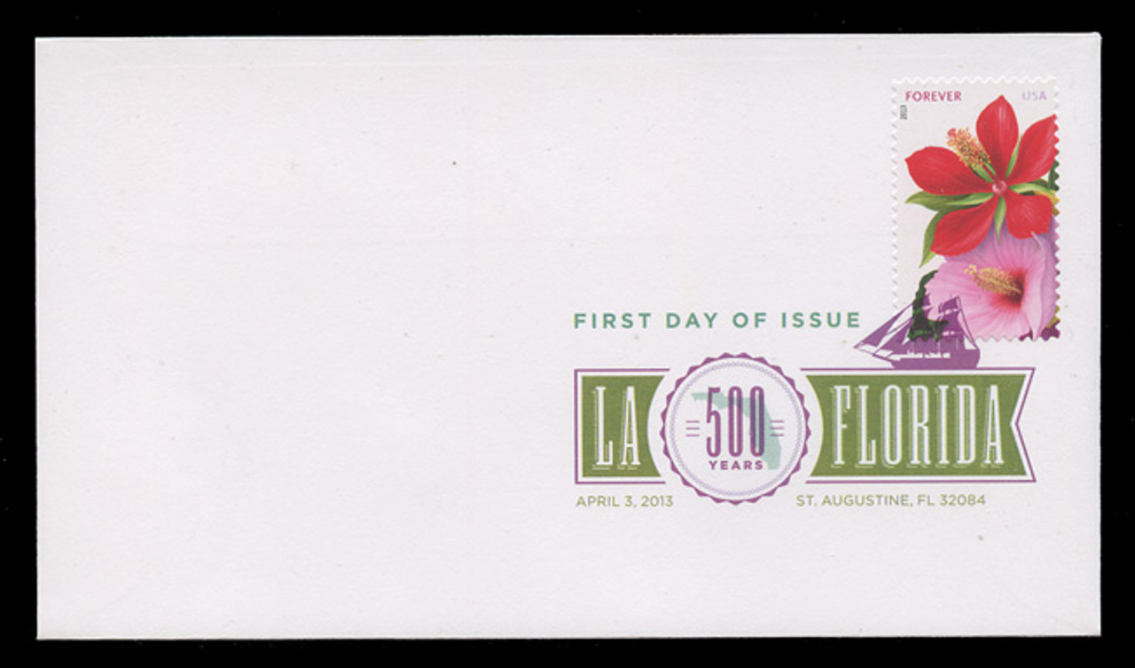 U.S. Scott #4750-3, 2013 (45c) La Florida SET of 4 First Day Covers.  Digital Colorized Postmarks