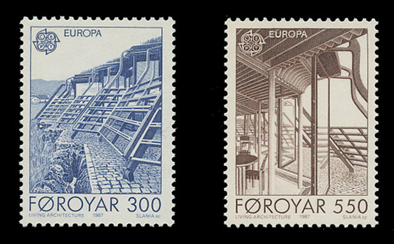 FAROE ISLANDS Scott # 156-7, 1987 EUROPA - Living Architecture (Set of 2)