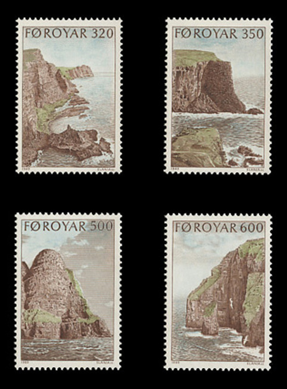 FAROE ISLANDS Scott # 197-200, 1989 Bird Cliffs of Suduroy (Set of 4)