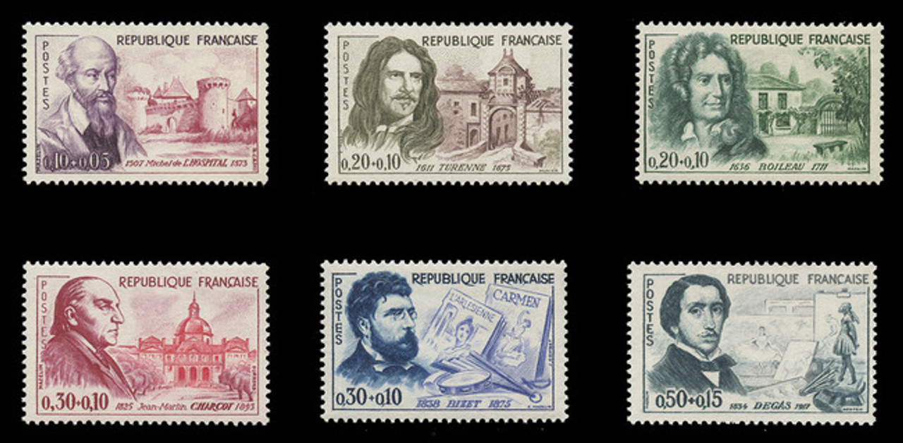 FRANCE Scott # B 341-6, 1960 Famous Frenchmen (Set of 6)