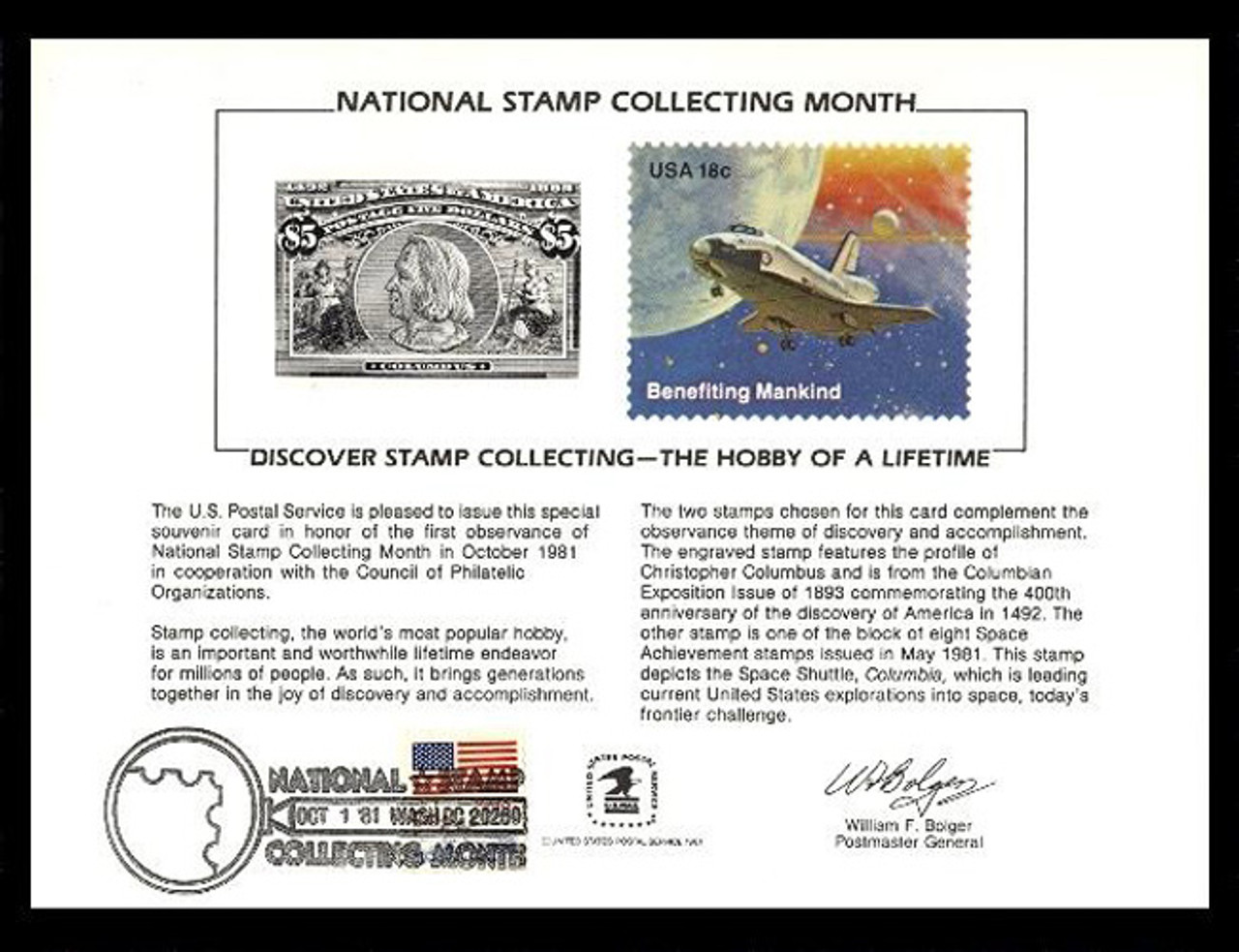 Brookman PS35/Scott SC72 1981 Stamp Collecting Month Souvenir Card