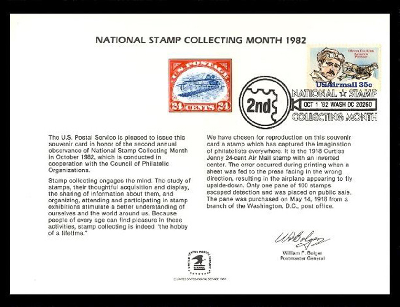 Brookman PS40/Scott SC78 1982 Stamp Collecting Month Souvenir Card
