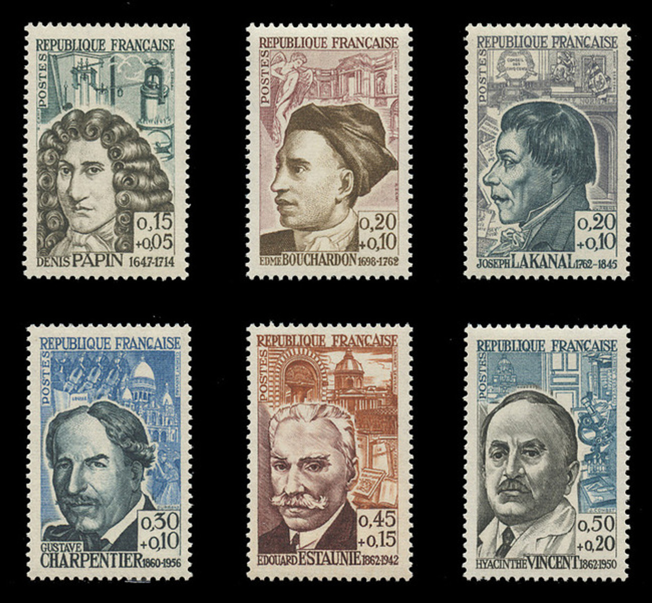 FRANCE Scott # B 359-64, 1962 Famous Frenchmen (Set of 6)