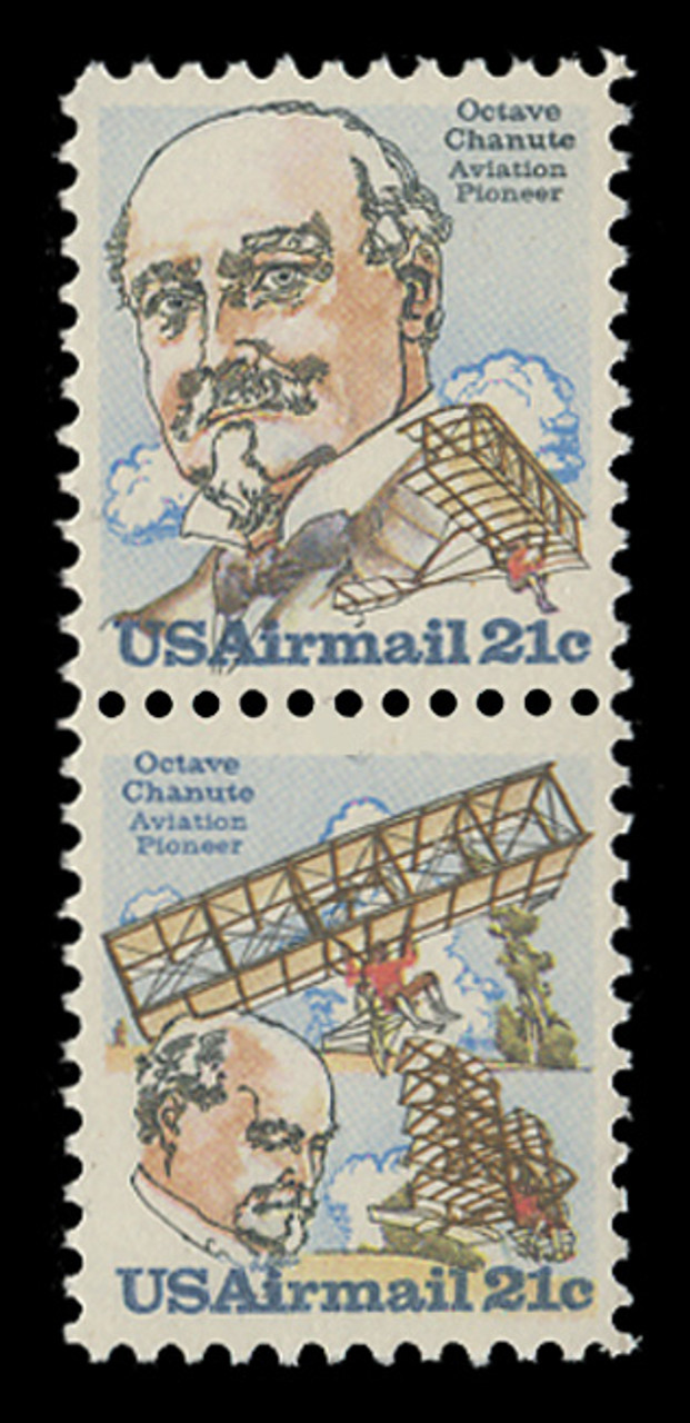 U.S. Scott # C  93-4, 1979 21c Octave Chanute Issue (Vertical Pair)