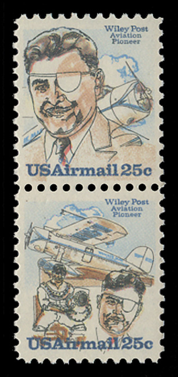 U.S. Scott # C  95-6, 1979 21c Wiley Post Issue (Vertical Pair)