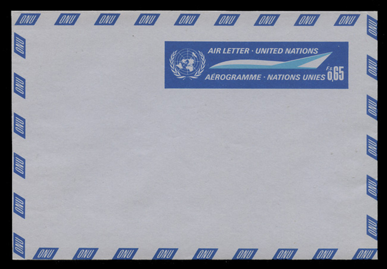 U.N.GEN Scott # UC  1, 1969 65c U.N. Emblem & Stylized Plane - Mint Air Letter Sheet, Folded