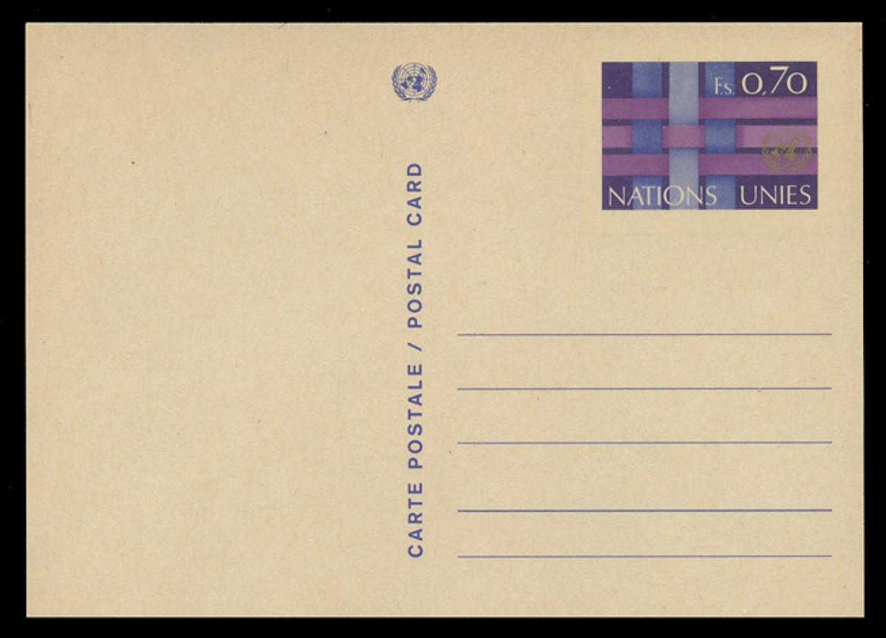 U.N.GEN Scott # UX  4, 1977 70c U.N. Emblem & Ribbons - Mint Postal Card