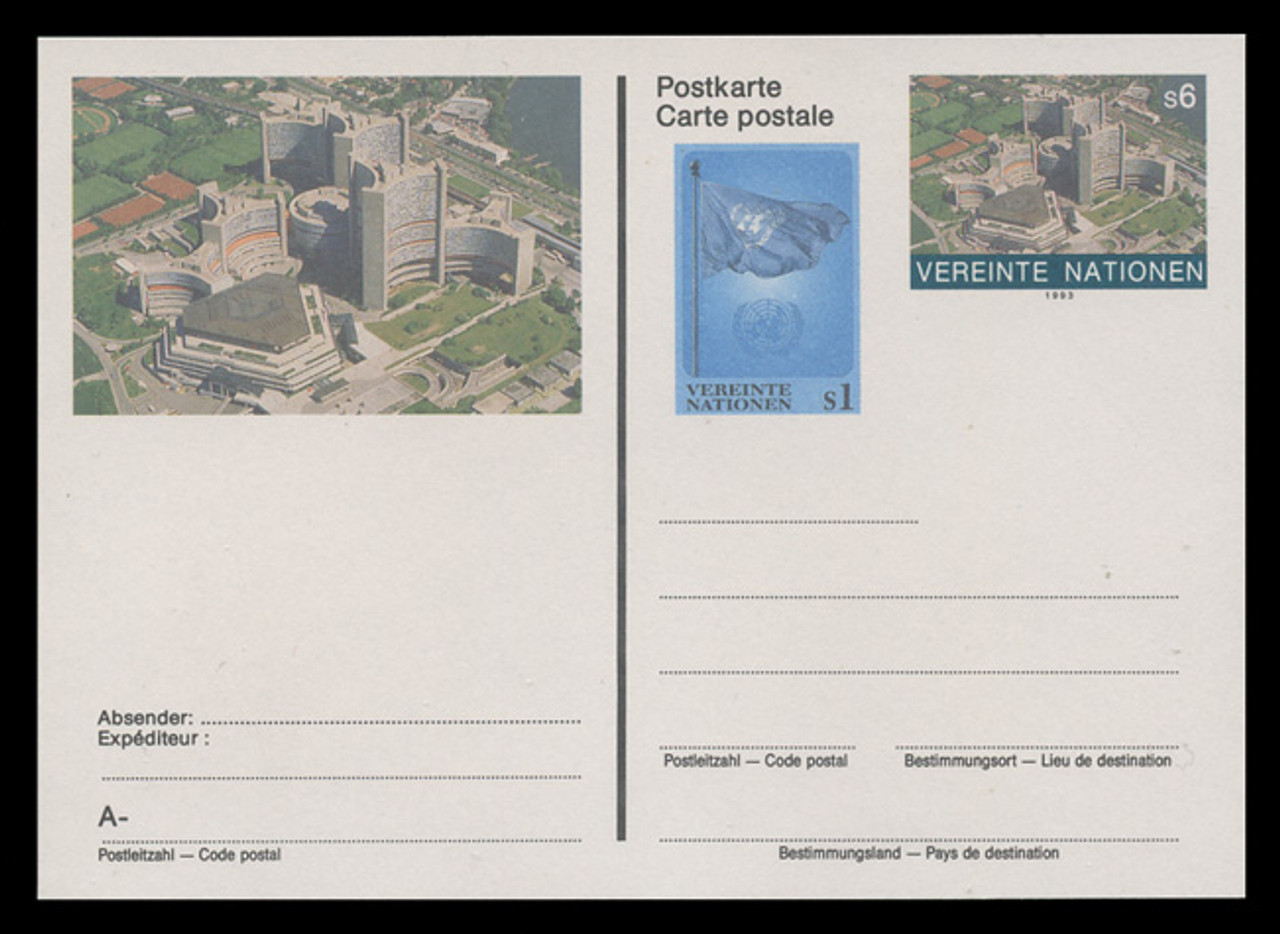U.N.VIEN Scott # UX 10, 1997 6s +1s Donaupark, Vienna (UX7) - Mint Postal Card