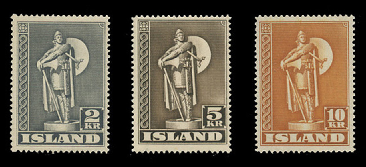 ICELAND Scott #  229-31, 1939-45 Statue of Thorfinn Karlsefni (Set of 3)