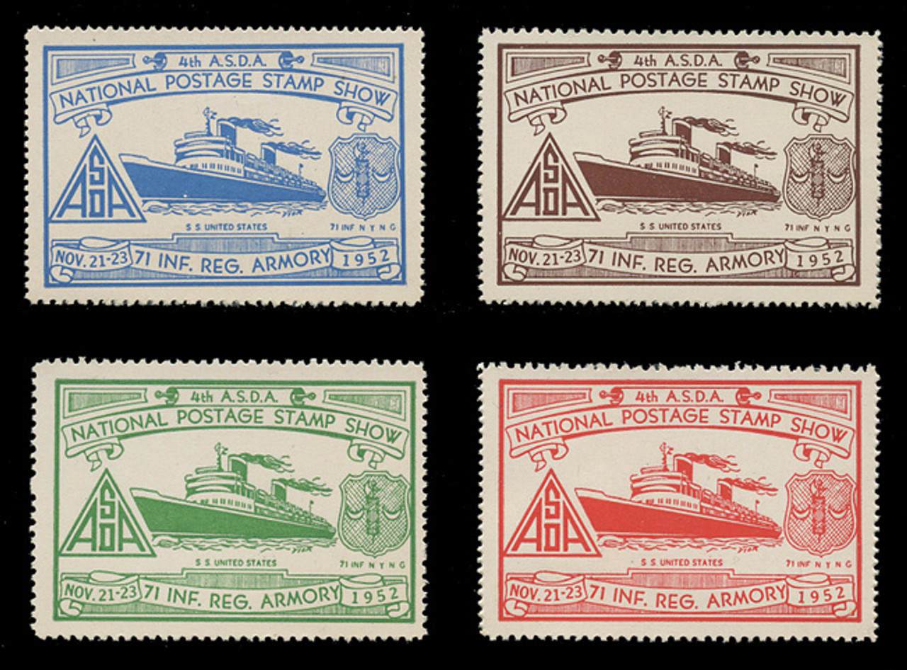 ASDA 1952 (4th) Stamp Show, S.S. United States,  Perforated (Set of 4)