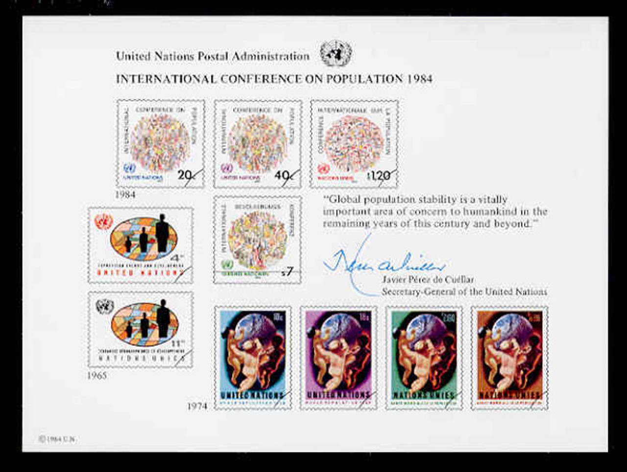 U.N. Souvenir Card # 25 - Int'l Conference on Population 1984