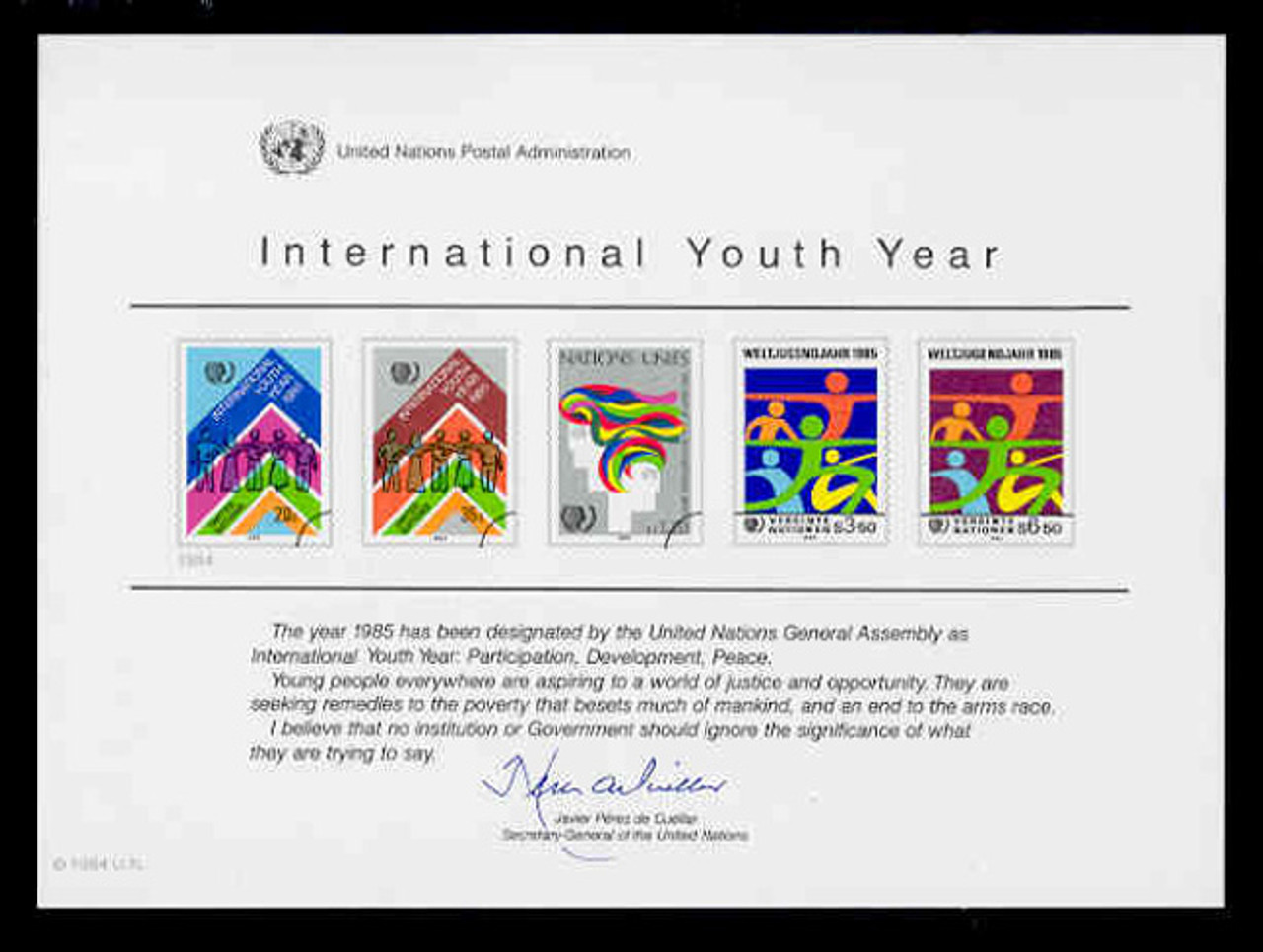 U.N. Souvenir Card # 26 - International Youth Year