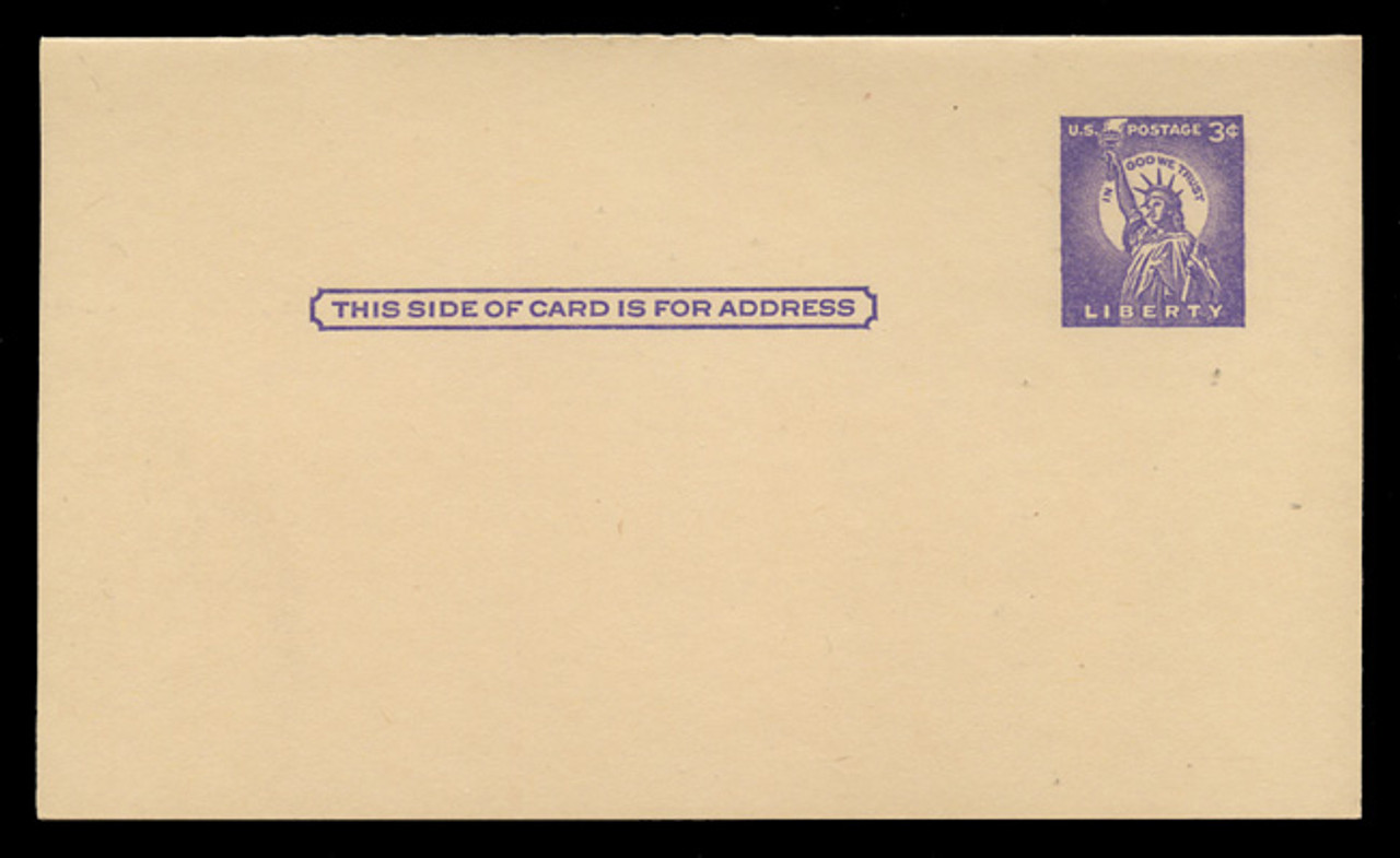 U.S. Scott # UY 17 Type 1, 1958 3c Statue of Liberty - Mint Message-Reply Card - FOLDED (See Warranty)