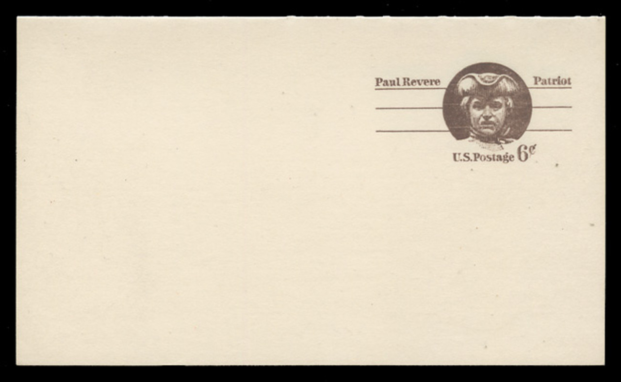 U.S. Scott # UY 22, 1971 6c Paul Revere - Patriot Series - Mint Message-Reply Card - FOLDED
