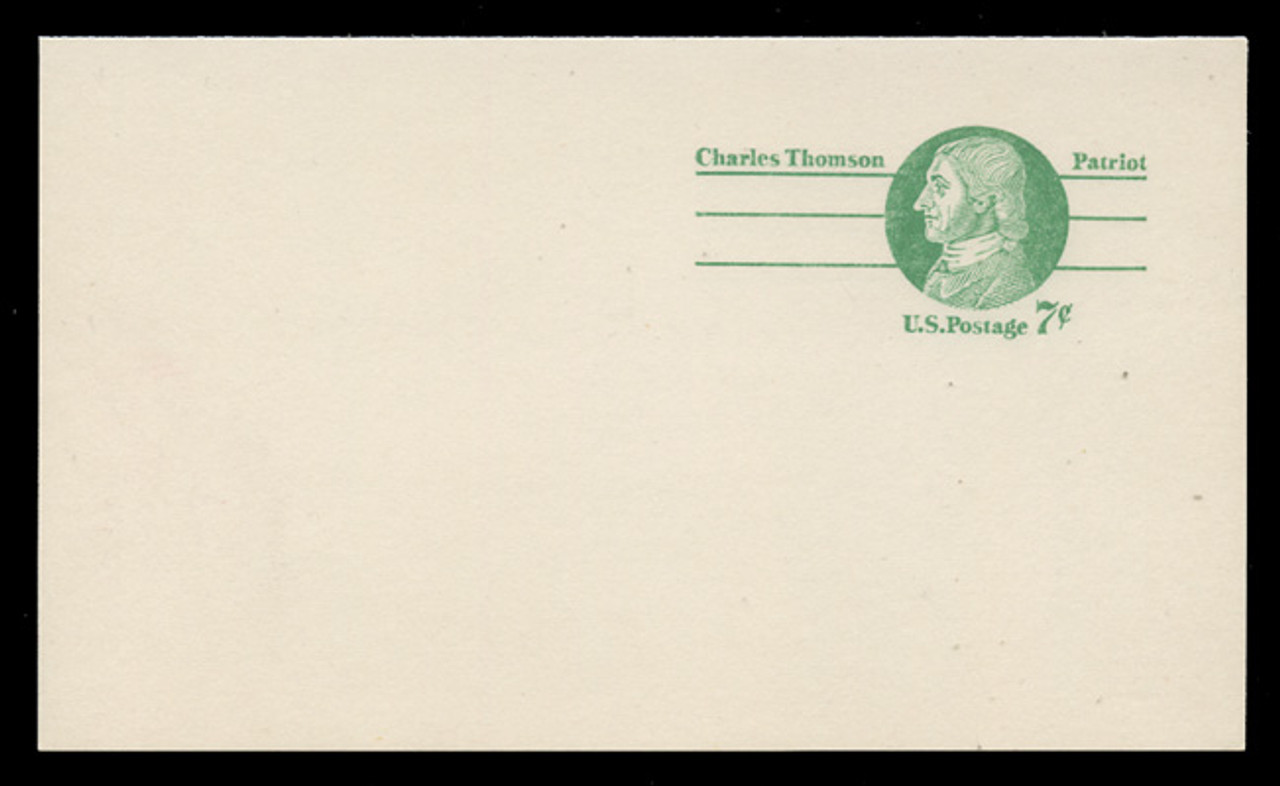 U.S. Scott # UY 25/UPSS #MR35a, 1975 7c Charles Thomson - Patriot Series - Mint Message-Reply Card - FOLDED