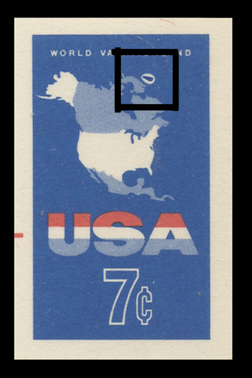 USA Scott # UY 19, 1963 7c Map of the United States - Foreign Matter on Plate - Mint Message/Reply Card (See Warranty)