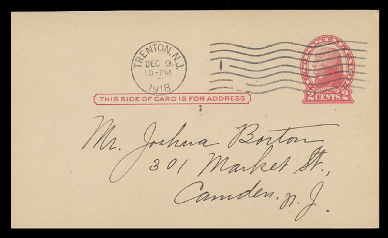 U.S. Scott # UX  30, 1918 2c Thomas Jefferson, red on cream, Die 2 - Used Postal Card