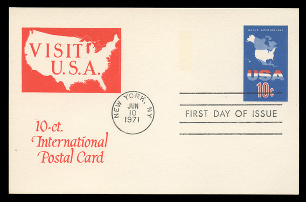 U.S. Scott #UX59 10c Map of U.S.A. Postal Card First Day Cover.  Anderson cachet, RED variety.