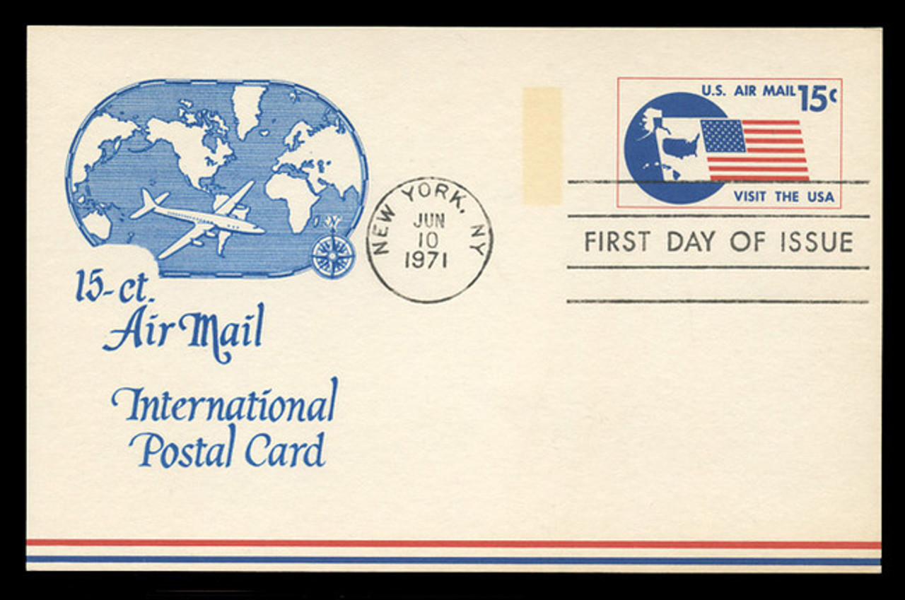 U.S. Scott #UXC11 15c Visit the U.S.A. Airmail Postal Card First Day Cover.  Anderson cachet, BLUE variety.