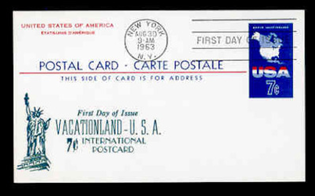 U.S. Scott #UX49 7c Map of the U.S.A. Postal Card First Day Cover.  Centennial cachet.