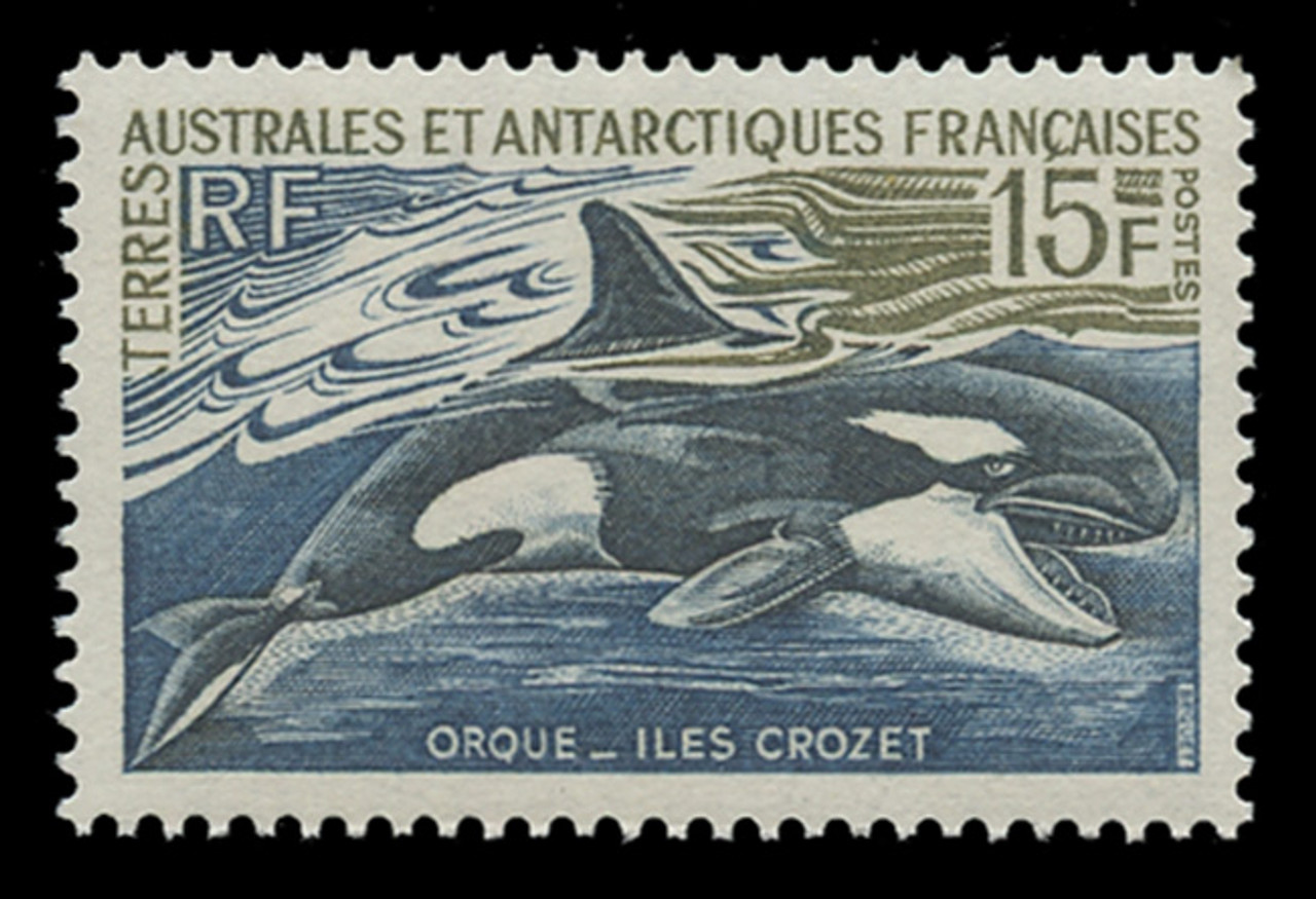 FSAT Scott #  27A, 1966-9  15fr Killer Whale (Orca)