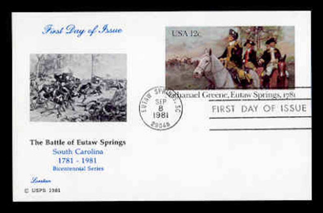 U.S. Scott #UX 90 12c Nathanael Greene Postal Card First Day Cover.  Lorstan cachet.