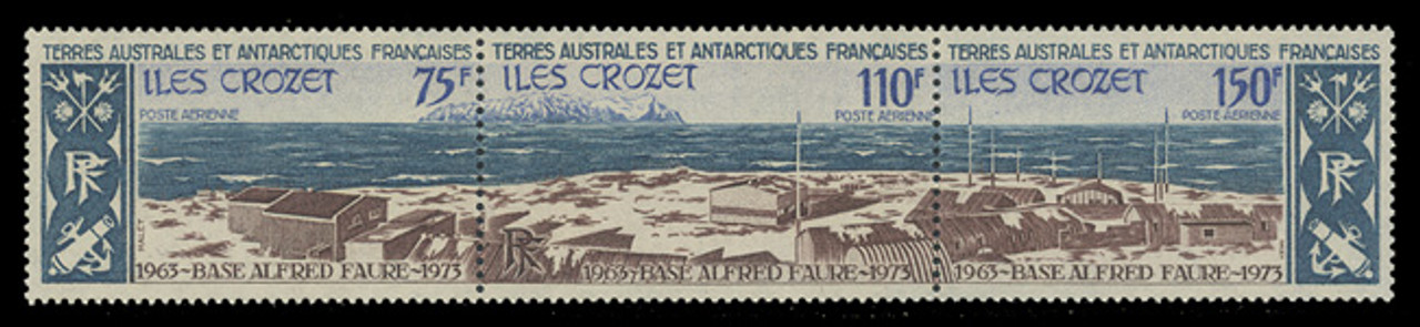 FSAT Scott # C  35a, 1974 Alfred Faure Base (Strip of 3))