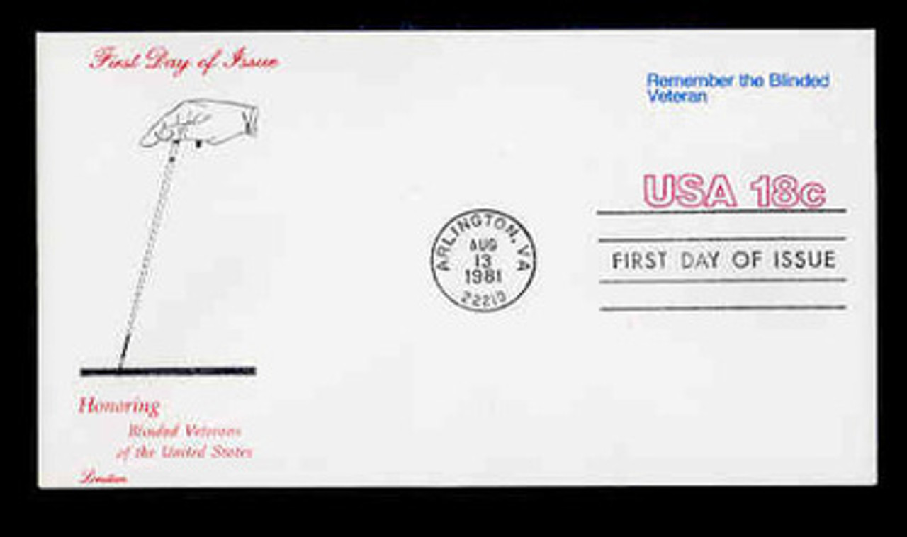 U.S. Scott #U600 18c Blinded Veteran Envelope First Day Cover.  Lorstan cachet.
