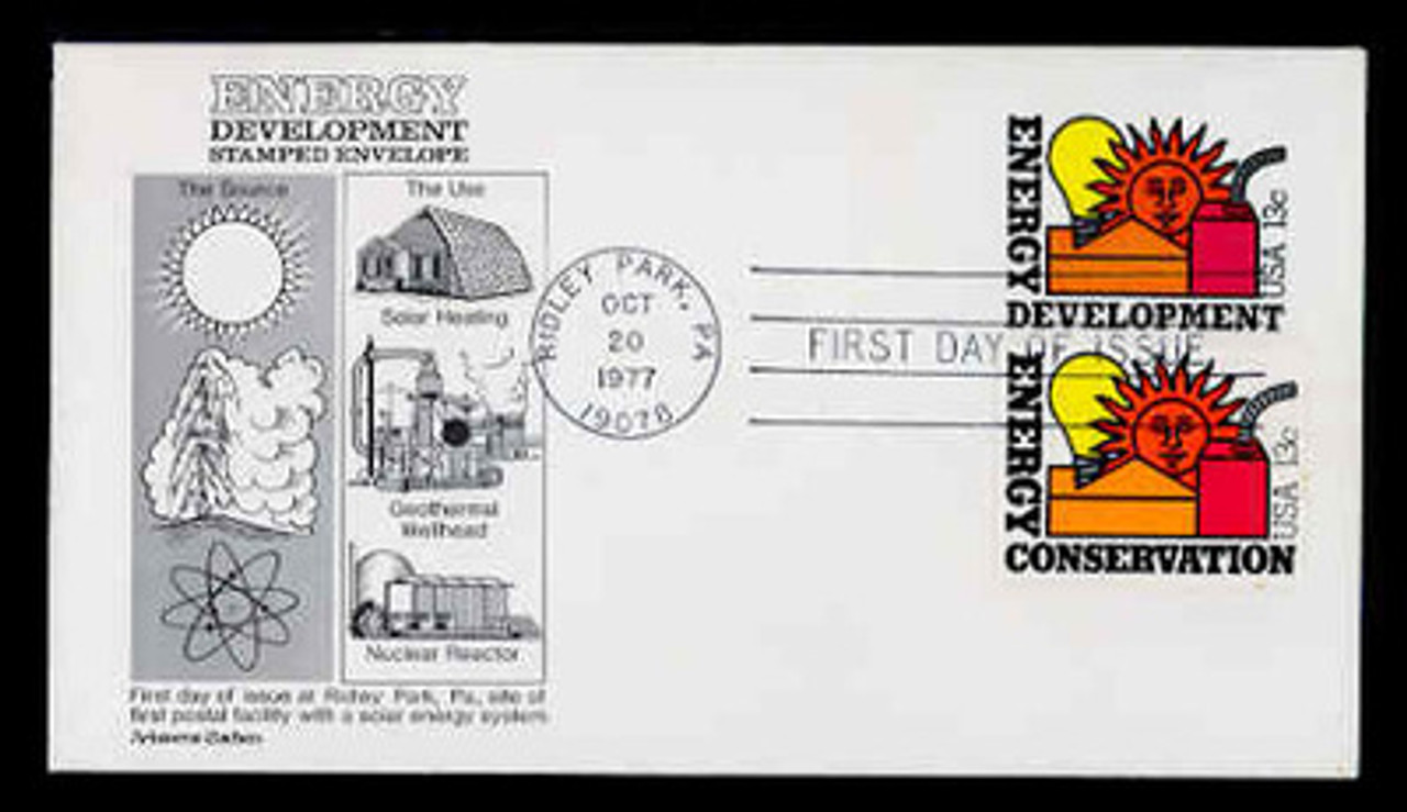 U.S. Scott #U585 13c Energy Decelopment Envelope First Day Cover, COMBO with Sc. #1723.  Aristocrat cachet.