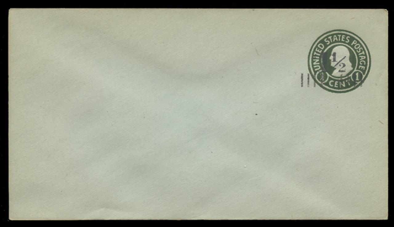 USA Scott # U 498/10, UPSS # 3159/22 1925 1 1/2c revalue of 1c (U423b) Franklin, green on blue, Die 4 - Mint (See Warranty)
