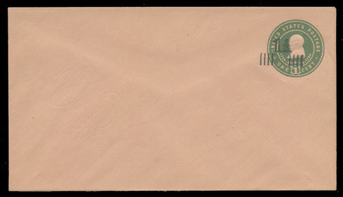 USA Scott # U 509B/13, UPSS 3188/14, 1925 1 1/2c (Type 9 Sch) on 1c (U381) Franklin, green on oriental buff - Mint (See Warranty)