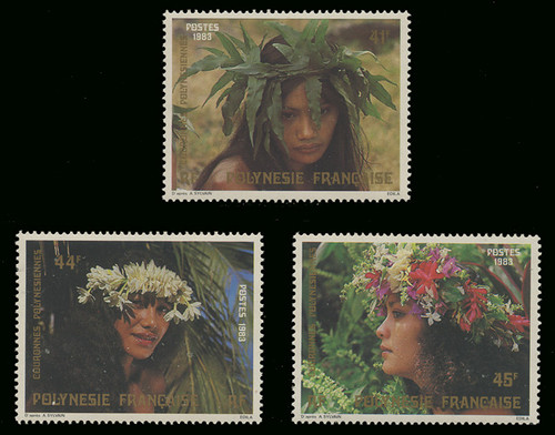 FRENCH POLYNESIA Scott # 386-8 1983 Flower Garlands (Set of 3)
