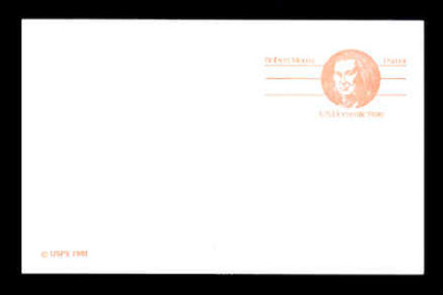 U.S. Scott # UX  92, 1981 (13c) Robert Morris - Patriot Series (Non-Denominated) - Mint Postal Card, SMOOTH PAPER (See Warranty)
