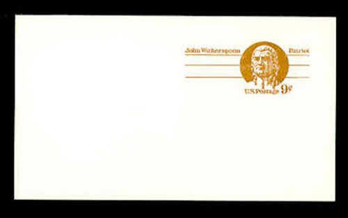U.S. Scott # UX  69, 1975 9c John Witherspoon - Patriot Series - Mint Postal Card, SMOOTH PAPER (See Warranty)